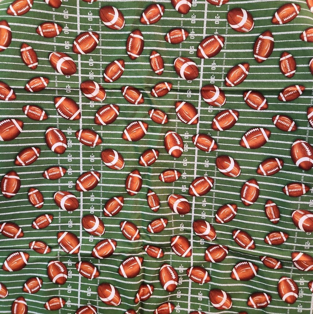 Football Fabric Green and Brown 1/2 Yards